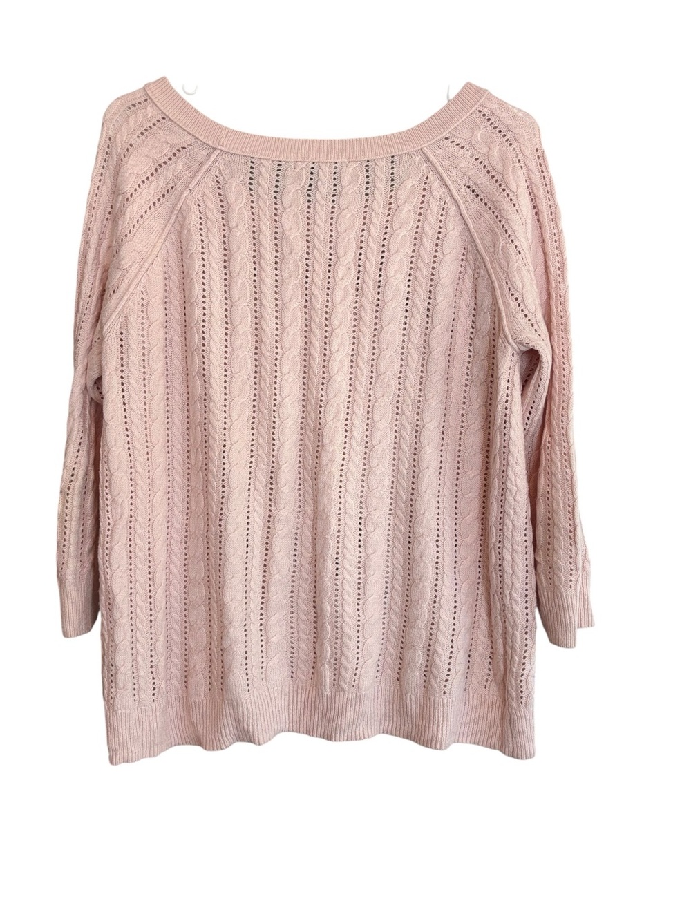 American Eagle Outfitters Pink Cable Knit Openwork Sweater Size Medium - Picture 3 of 8